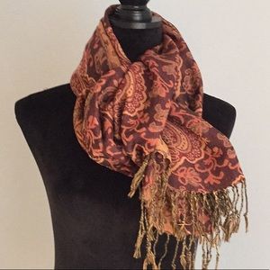 Huge Shawl of Deep Reds, Purples & Greens NWOT